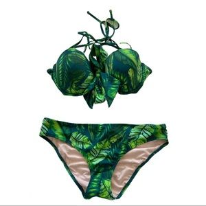 Shade and shore green leaf bikini set 42c & Medium
